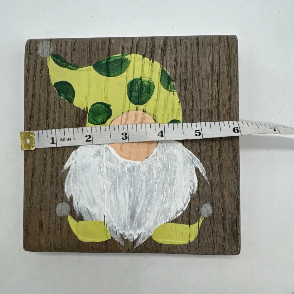 Pottery Barn Gnome Oak Wood Gray Wash 7 Art Deco Piece Plaque 6